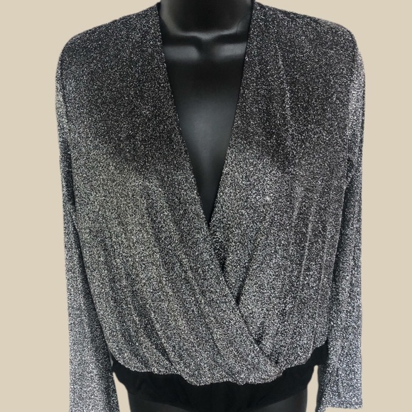 Aakaa, Silver tight knit , bodysuit. Large - Picture 1 of 4